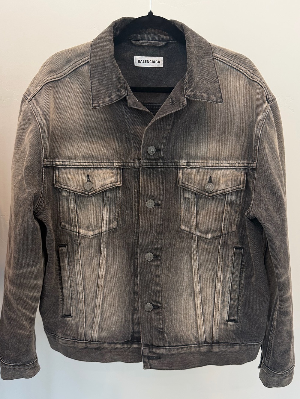 Balenciaga Oversized Washed Black Denim Jacket Size 34 - Picture 7 of 8